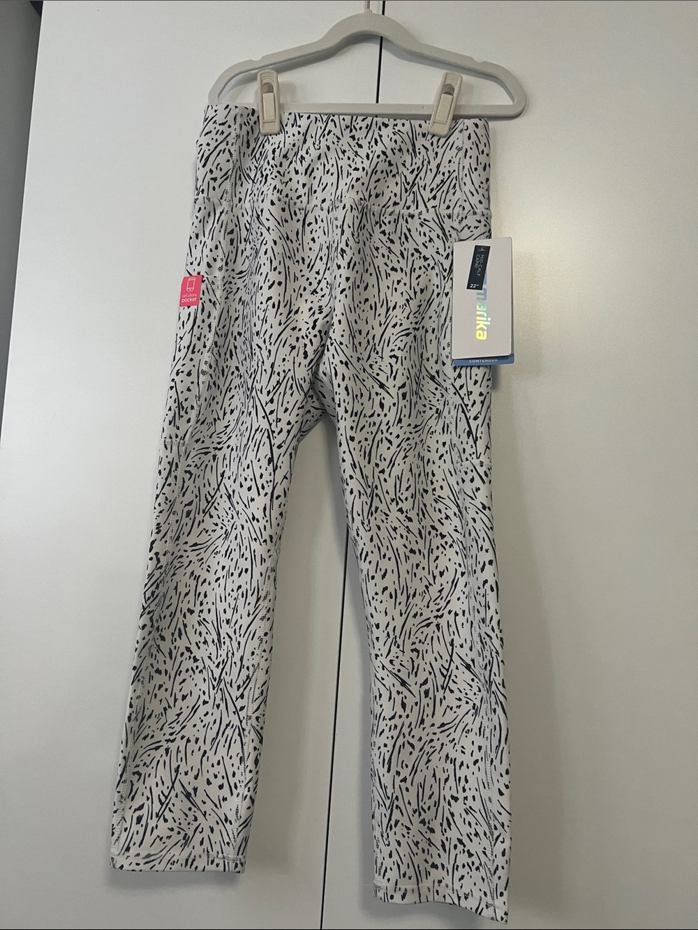 Marika Black and White Abstract Print Woman's Leggings